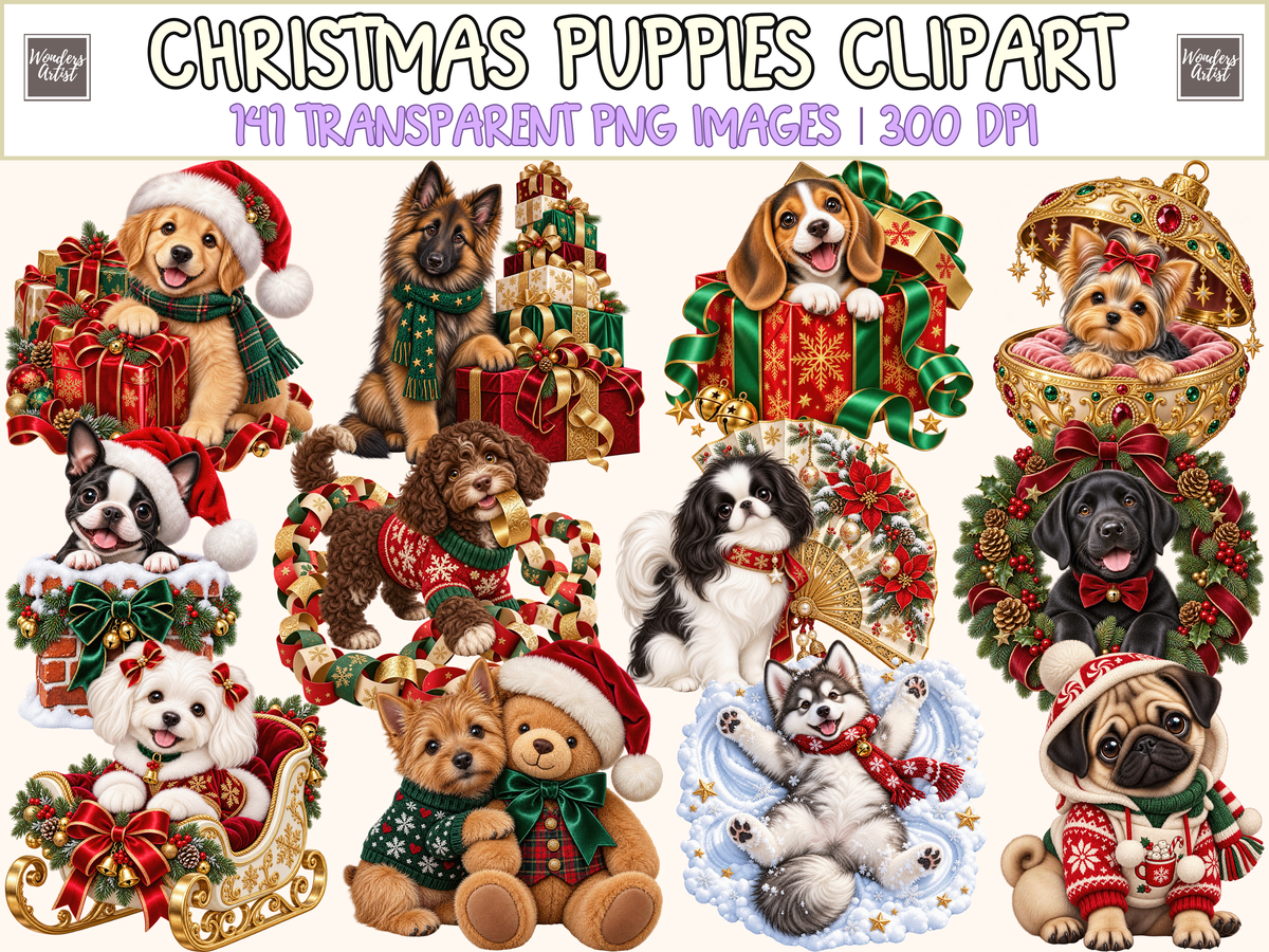 Christmas Puppies Clipart — cover