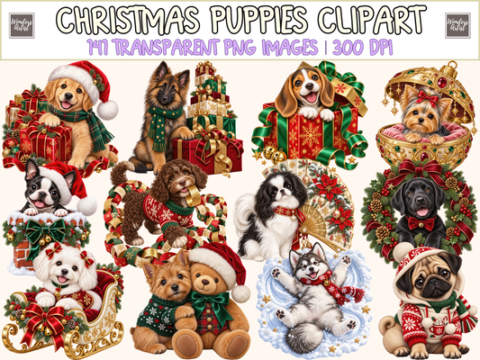 Christmas Puppies Clipart — cover