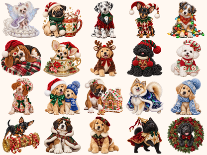 Christmas Puppies Clipart — preview grid 1