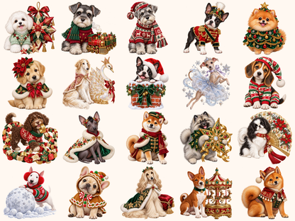 Christmas Puppies Clipart — preview grid 4
