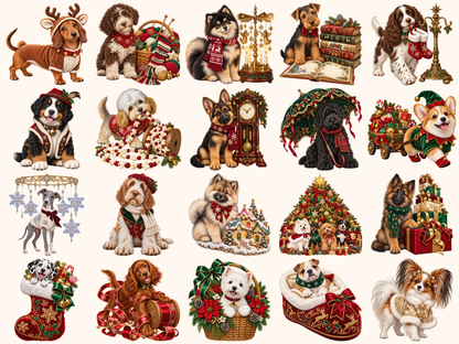 Christmas Puppies Clipart — preview grid 5