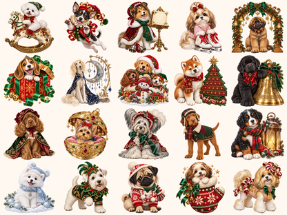Christmas Puppies Clipart — preview grid 7