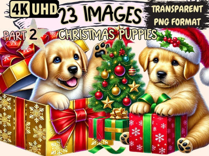 Christmas Puppies (P2) Clipart Christmas Canine Art - Wonders Artist