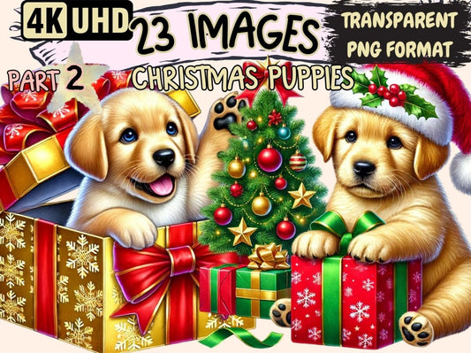 Christmas Puppies (P2) Clipart Christmas Canine Art - Wonders Artist