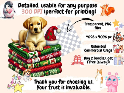 Christmas Puppies (P2) Clipart Christmas Canine Art - Wonders Artist