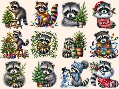 Christmas Raccoons Clipart Christmas Animal Art - Wonders Artist