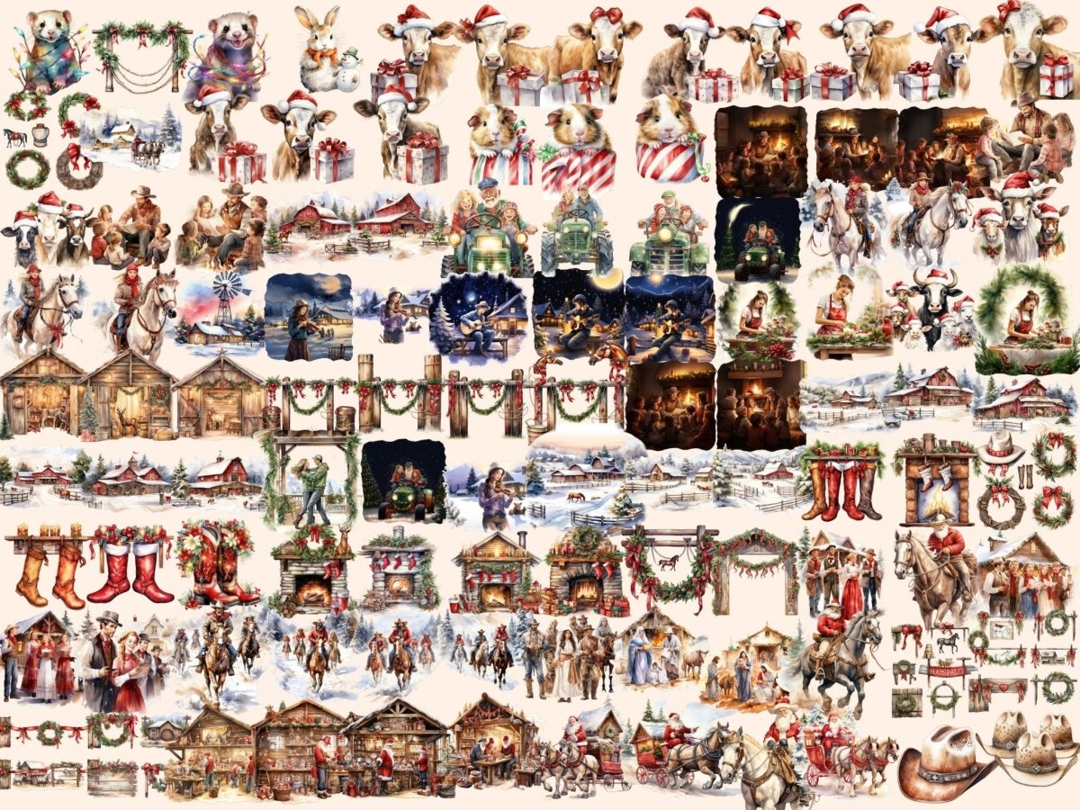 Christmas Ranch Watercolor Clipart christmas barn png - Wonders Artist