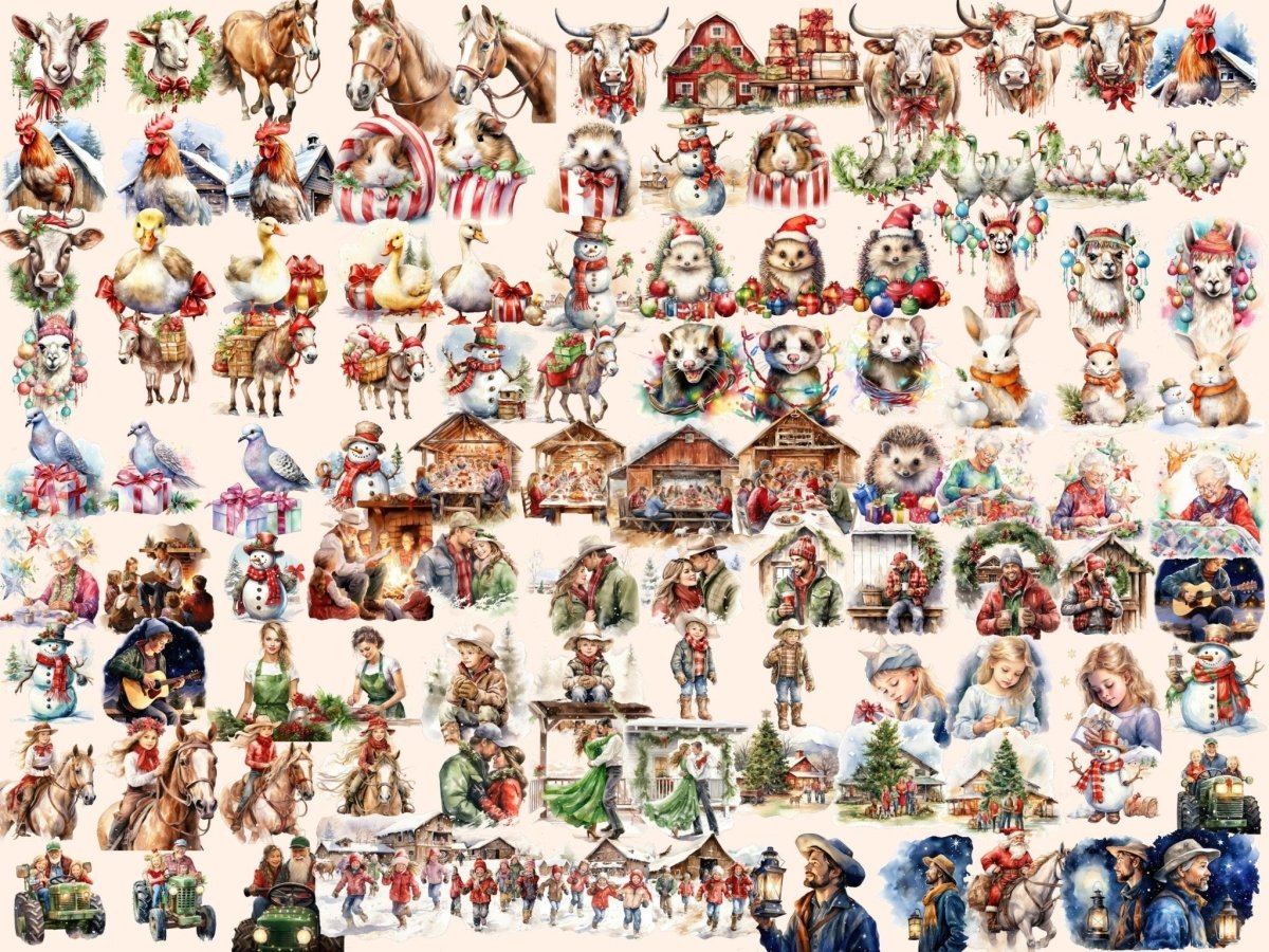 Christmas Ranch Watercolor Clipart christmas barn png - Wonders Artist