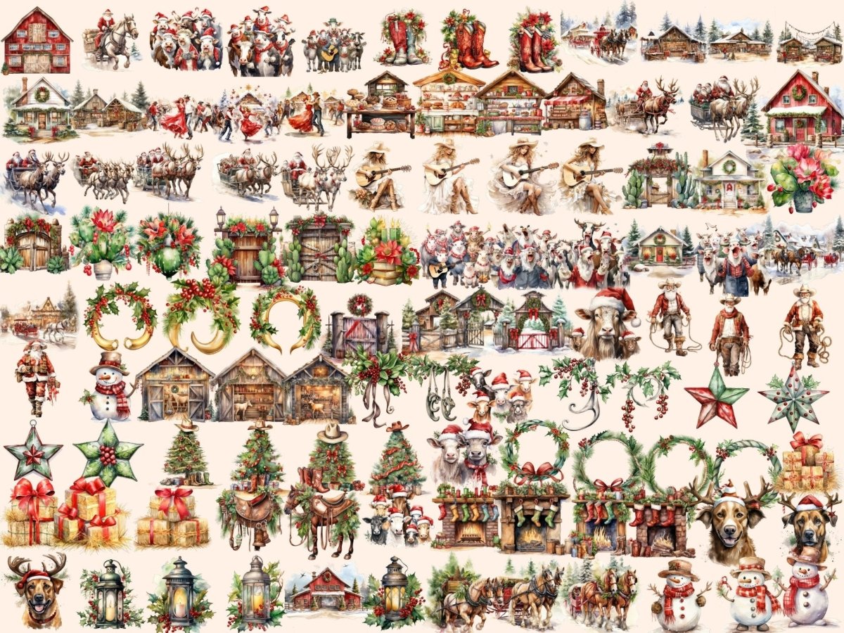 Christmas Ranch Watercolor Clipart christmas barn png - Wonders Artist