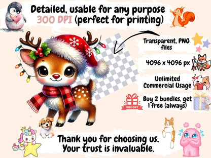 Christmas Reindeer Clipart Christmas Deer Art - Wonders Artist