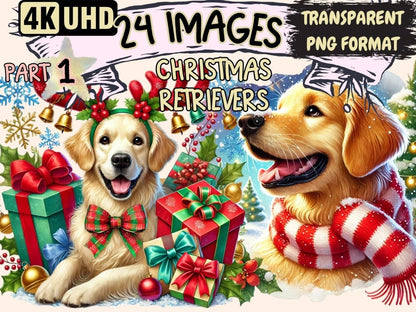Christmas Retrievers Clipart Christmas Dog Clip - Wonders Artist