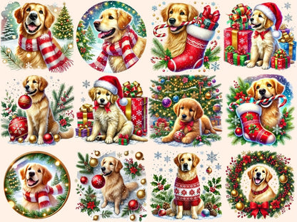 Christmas Retrievers Clipart Christmas Dog Clip - Wonders Artist