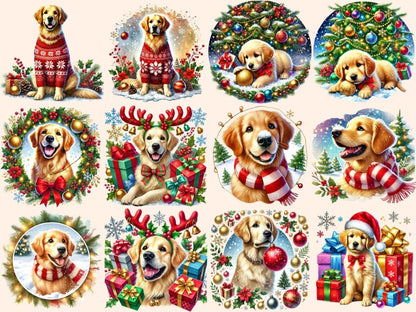 Christmas Retrievers Clipart Christmas Dog Clip - Wonders Artist