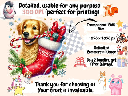 Christmas Retrievers Clipart Christmas Dog Clip - Wonders Artist