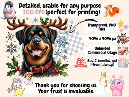 Christmas Rottweilers Clipart Christmas Rottweiler - Wonders Artist