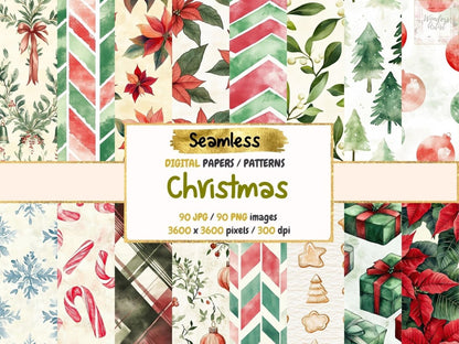 Christmas Seamless Digital Paper Christmas Background - Wonders Artist