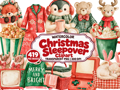 Christmas Sleepover Watercolor Clipart — approved cover