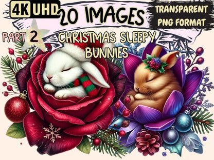 Christmas Sleepy Bunnies (P2) Clipart Bunny Christmas PNG - Wonders Artist