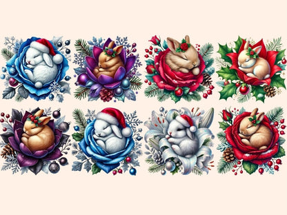 Christmas Sleepy Bunnies (P2) Clipart Bunny Christmas PNG - Wonders Artist