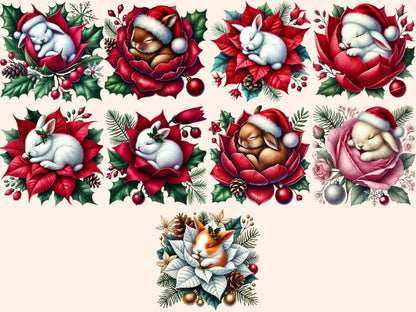 Christmas Sleepy Bunnies (P3) Clipart Bunny Christmas PNG - Wonders Artist