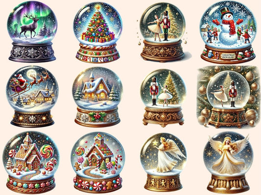 Christmas Snow Globes Clipart