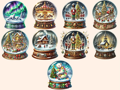 Christmas Snow Globes (P3) Clipart Christmas Decor - Wonders Artist