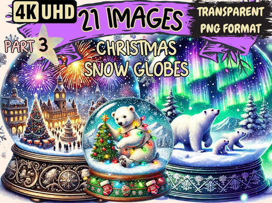 Christmas Snow Globes (P3) Clipart - High - Quality Instant Digital Download for Creative Projects