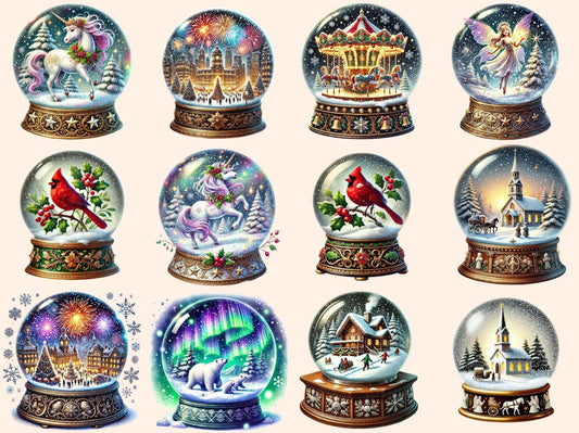 Christmas Snow Globes (P3) Clipart