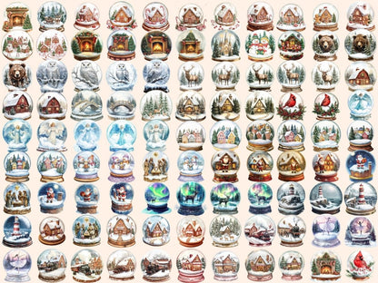 Christmas Snow Globes Watercolor Clipart Christmas Magic - Wonders Artist