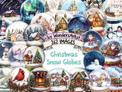 Christmas Snow Globes Watercolor Clipart Christmas Magic - Wonders Artist