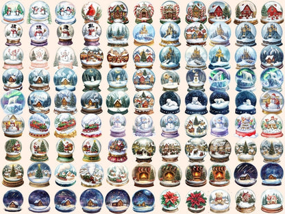 Christmas Snow Globes Watercolor Clipart Christmas Magic - Wonders Artist