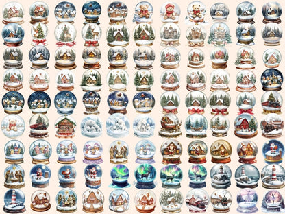 Christmas Snow Globes Watercolor Clipart Christmas Magic - Wonders Artist