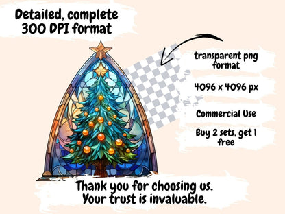 Christmas Stained Glass Watercolor Clipart christmas prints - Wonders Artist