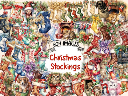 Christmas Stockings Watercolor Clipart christmas clipart - Wonders Artist