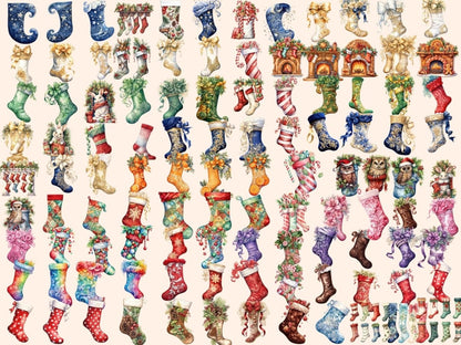 Christmas Stockings Watercolor Clipart christmas clipart - Wonders Artist