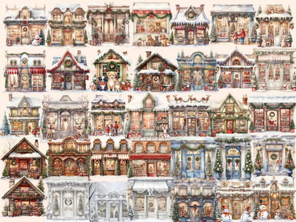 Christmas Storefronts Watercolor Clipart christmas clipart - Wonders Artist