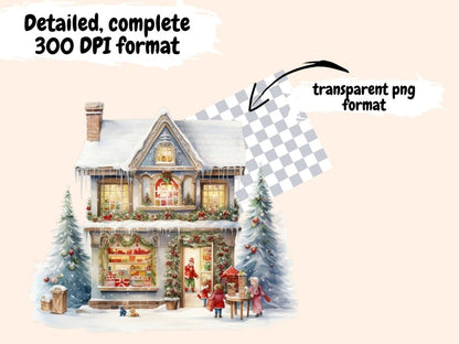 Christmas Storefronts Watercolor Clipart christmas clipart - Wonders Artist