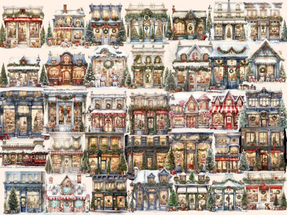 Christmas Storefronts Watercolor Clipart christmas clipart - Wonders Artist