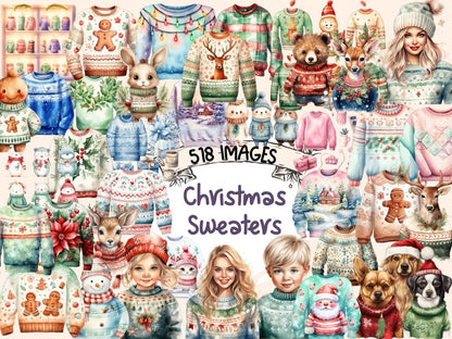 Christmas Sweaters Watercolor Clipart christmas clipart - Wonders Artist
