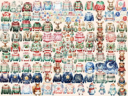 Christmas Sweaters Watercolor Clipart christmas clipart - Wonders Artist