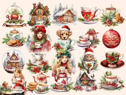 Christmas Tea Watercolor Clipart christmas clipart - Wonders Artist
