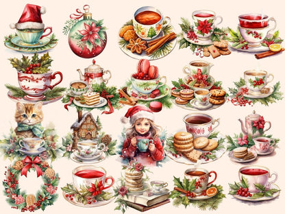 Christmas Tea Watercolor Clipart christmas clipart - Wonders Artist