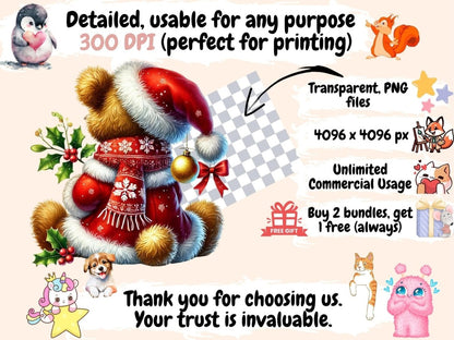 Christmas Teddies (P2) Clipart christmas bear png - Wonders Artist