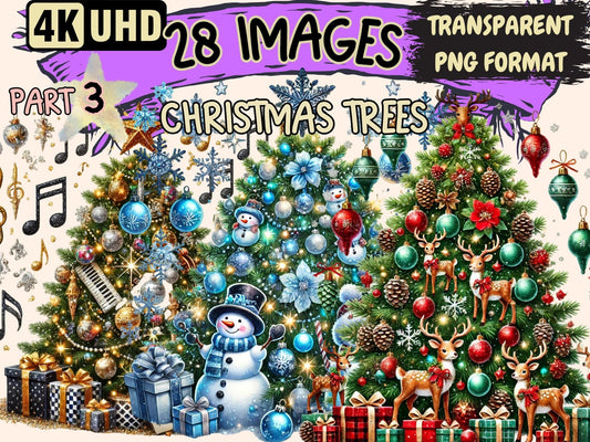 Christmas Trees (P3) Clipart - High - Quality Instant Digital Download for Creative Projects