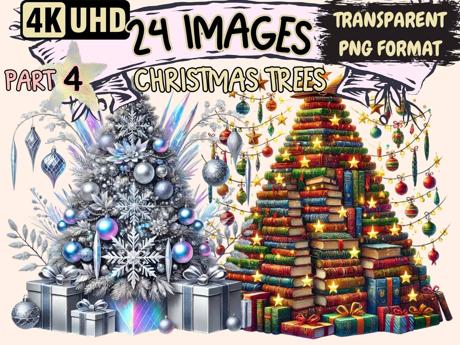 Christmas Trees (P4) Clipart - High - Quality Instant Digital Download for Creative Projects