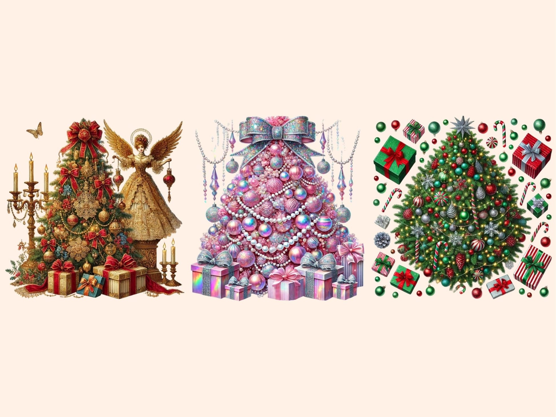 Christmas Trees (P5) Clipart - High - Quality Instant Digital Download for Creative Projects