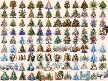 Christmas Trees Watercolor Clipart christmas clipart - Wonders Artist