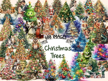 Christmas Trees Watercolor Clipart christmas clipart - Wonders Artist