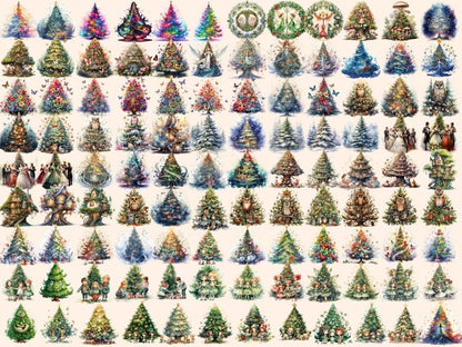 Christmas Trees Watercolor Clipart christmas clipart - Wonders Artist