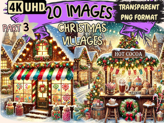 Christmas Villages (P3) Clipart - High - Quality Instant Digital Download for Creative Projects